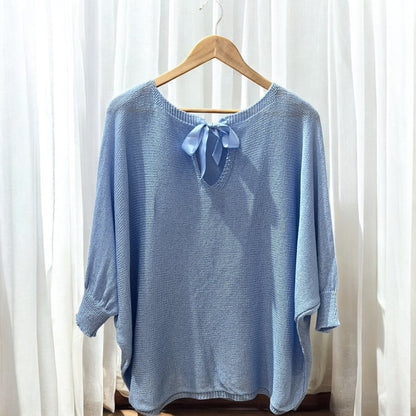 pull bleu ciel léger et chic en grande taille pour femme, collection Abana Boutique
