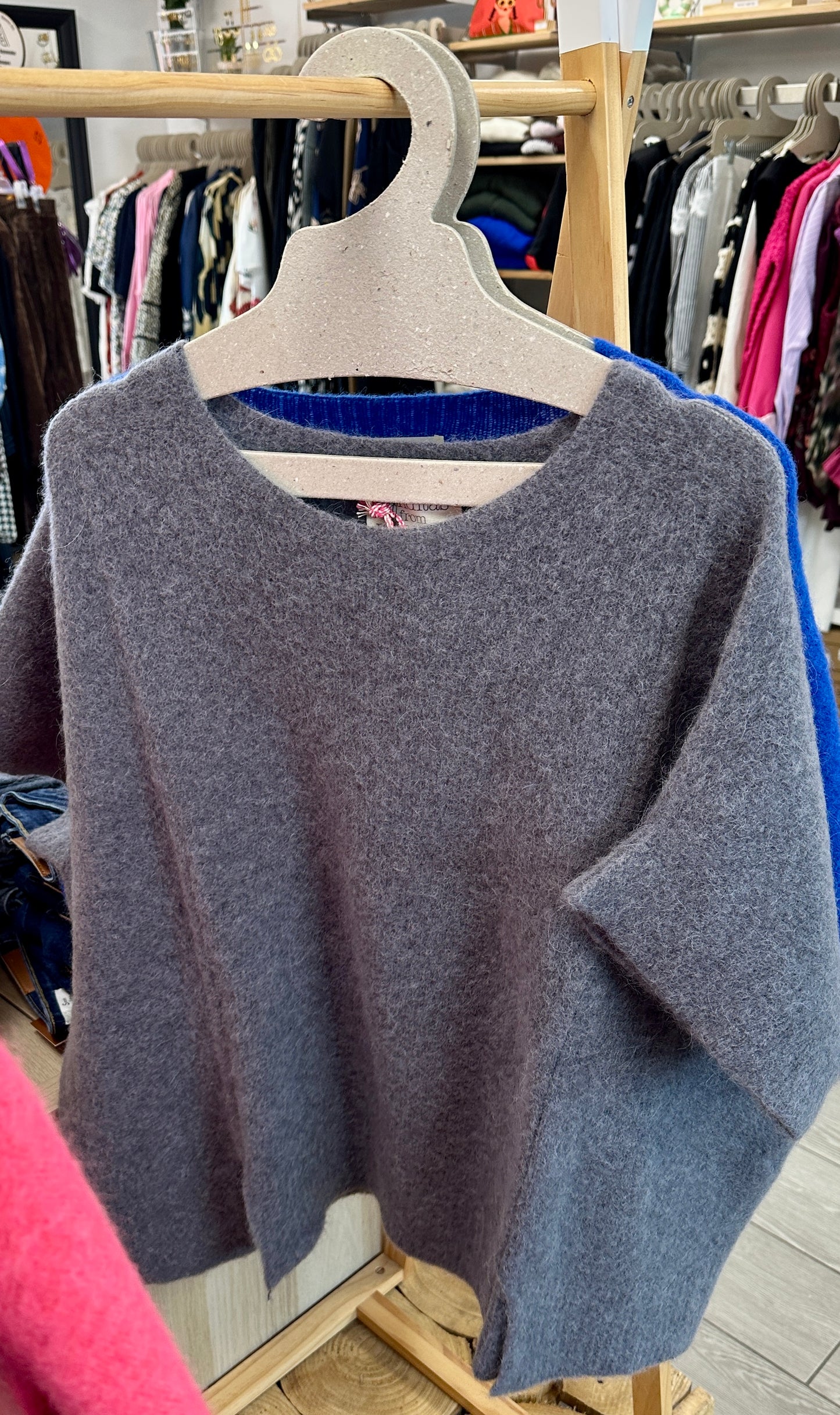 Pull oversize gris clair en maille, facile à associer au quotidien - Abana 64500