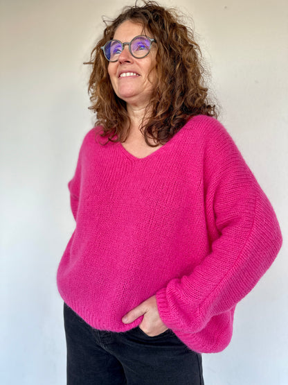 Zoom sur la maille mohair et alpaga du pull Anémone - Abana 64310