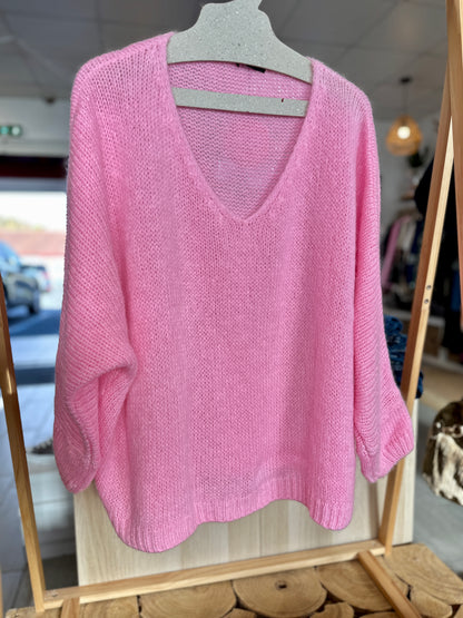 Pull loose rose pastel chic et féminin - Abana Boutique 64240