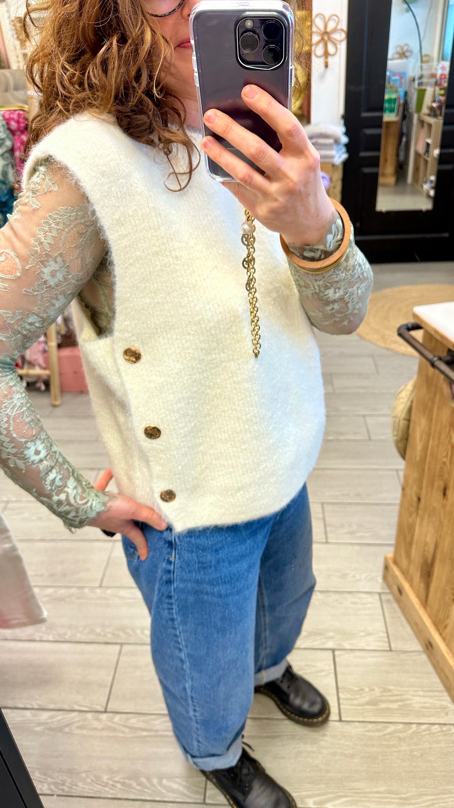 pull sans manches ecru majolica by one in april toulouse