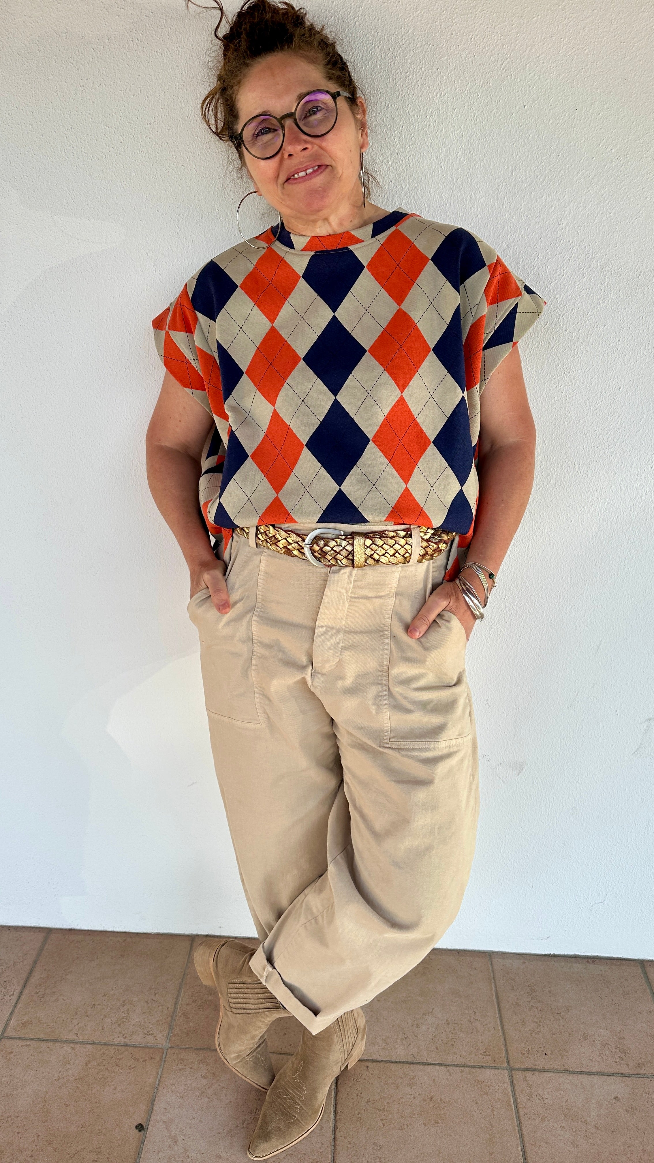 Pull original sans manches en coton, style rétro - Abana Boutique Pays Basque 