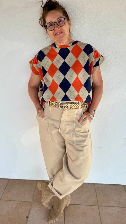 Pull original sans manches en coton, style rétro - Abana Boutique Pays Basque 