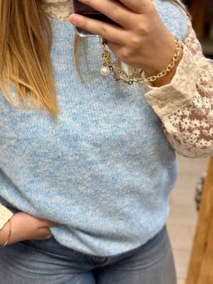 pull sans manches bleu ciel femme kilky paris