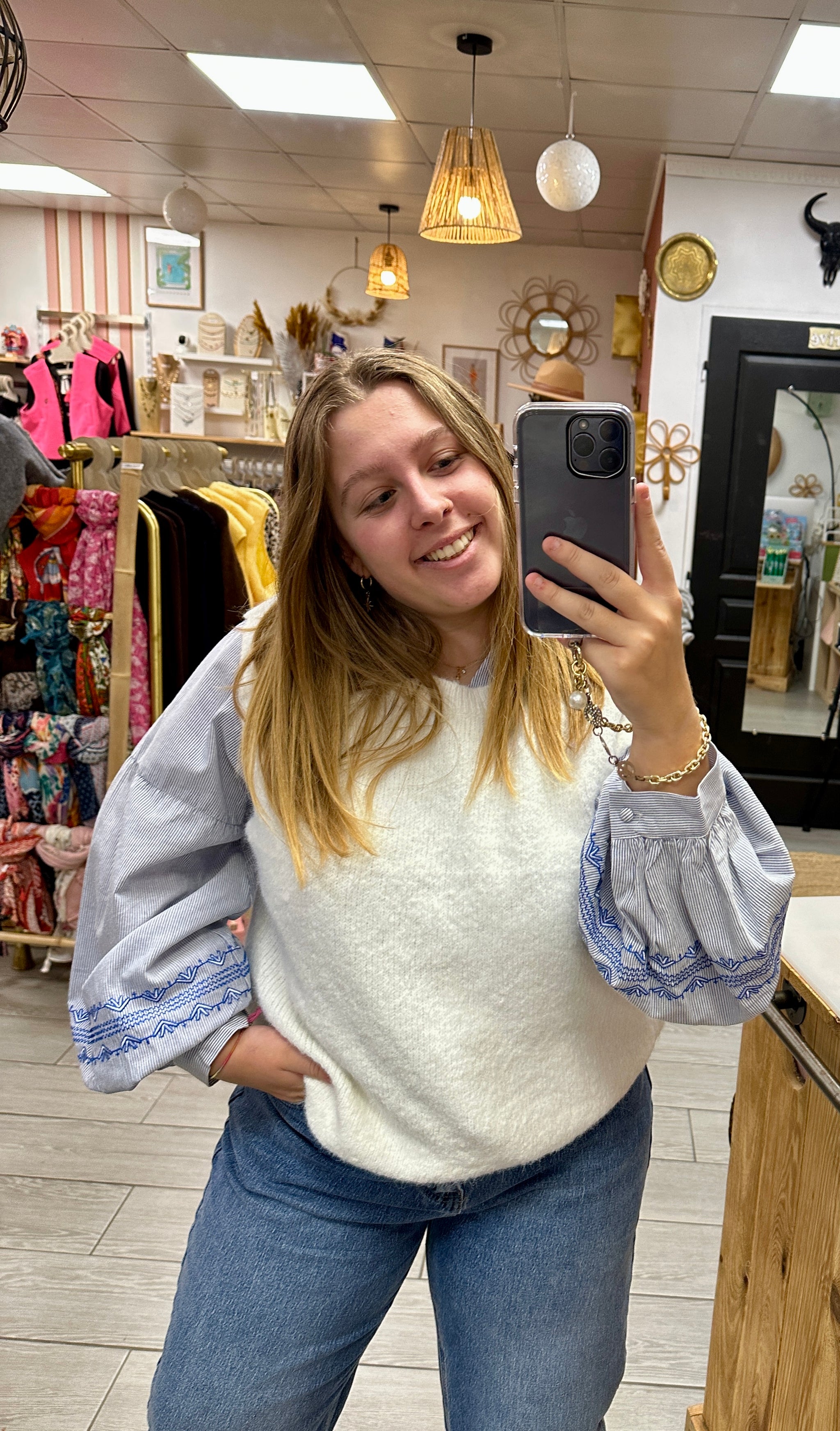 pull sans manches ecru banditas reims