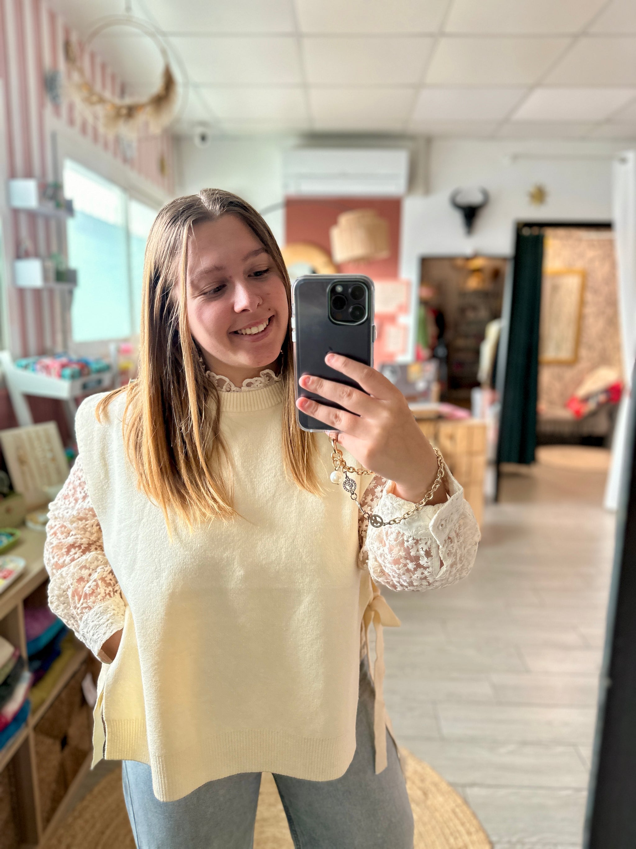 pull poncho ecru majolica by one in april toulouse