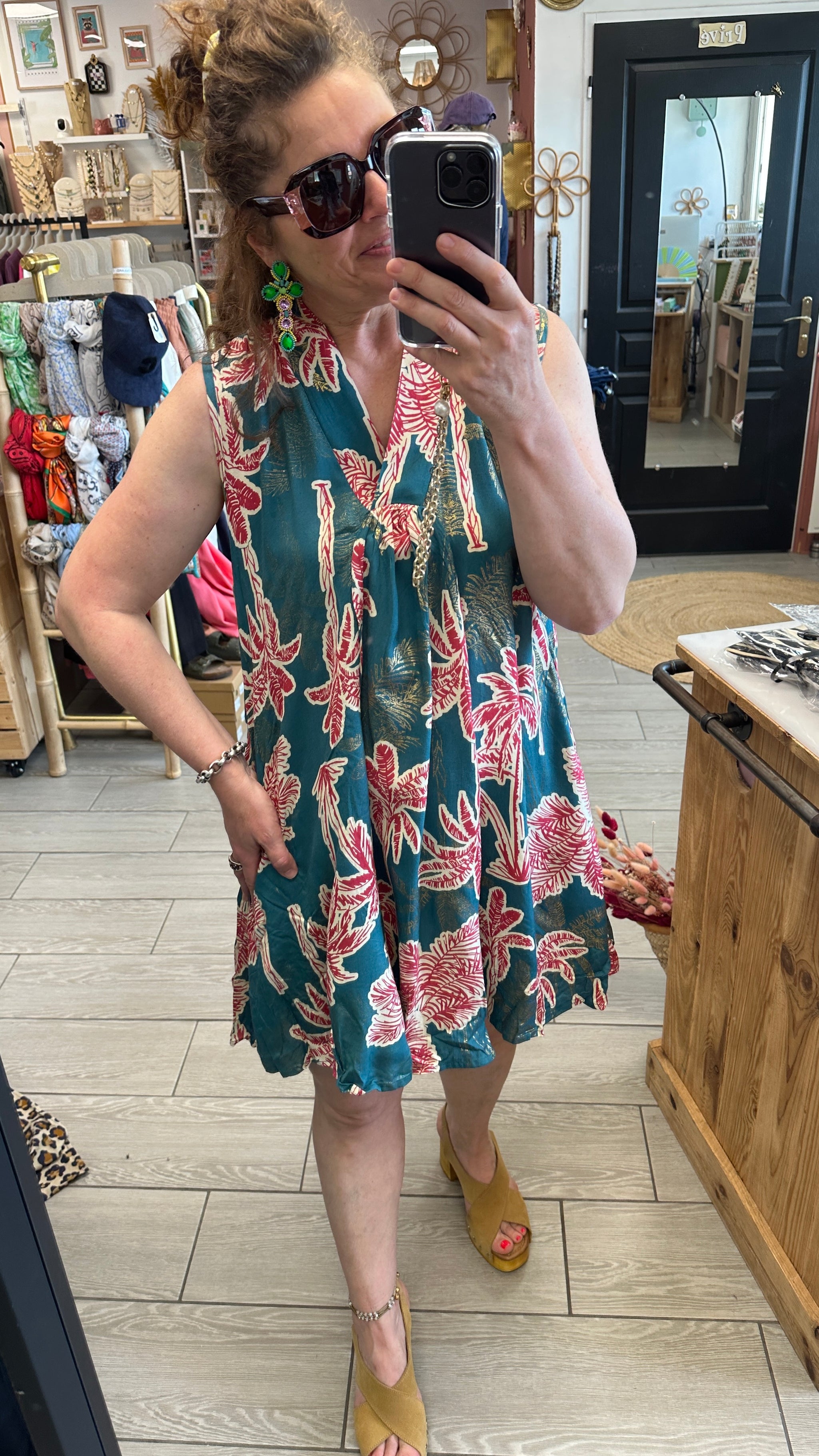 robe mi longue vert emeraude et plamier rouge et blanc douce legere et agreable a porter isla bonita c melodie bordeaux limoges