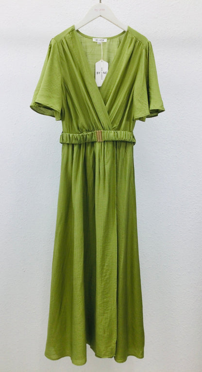 Robe midi maia verte Olive convient aux grandes tailles coupe ample et fluide