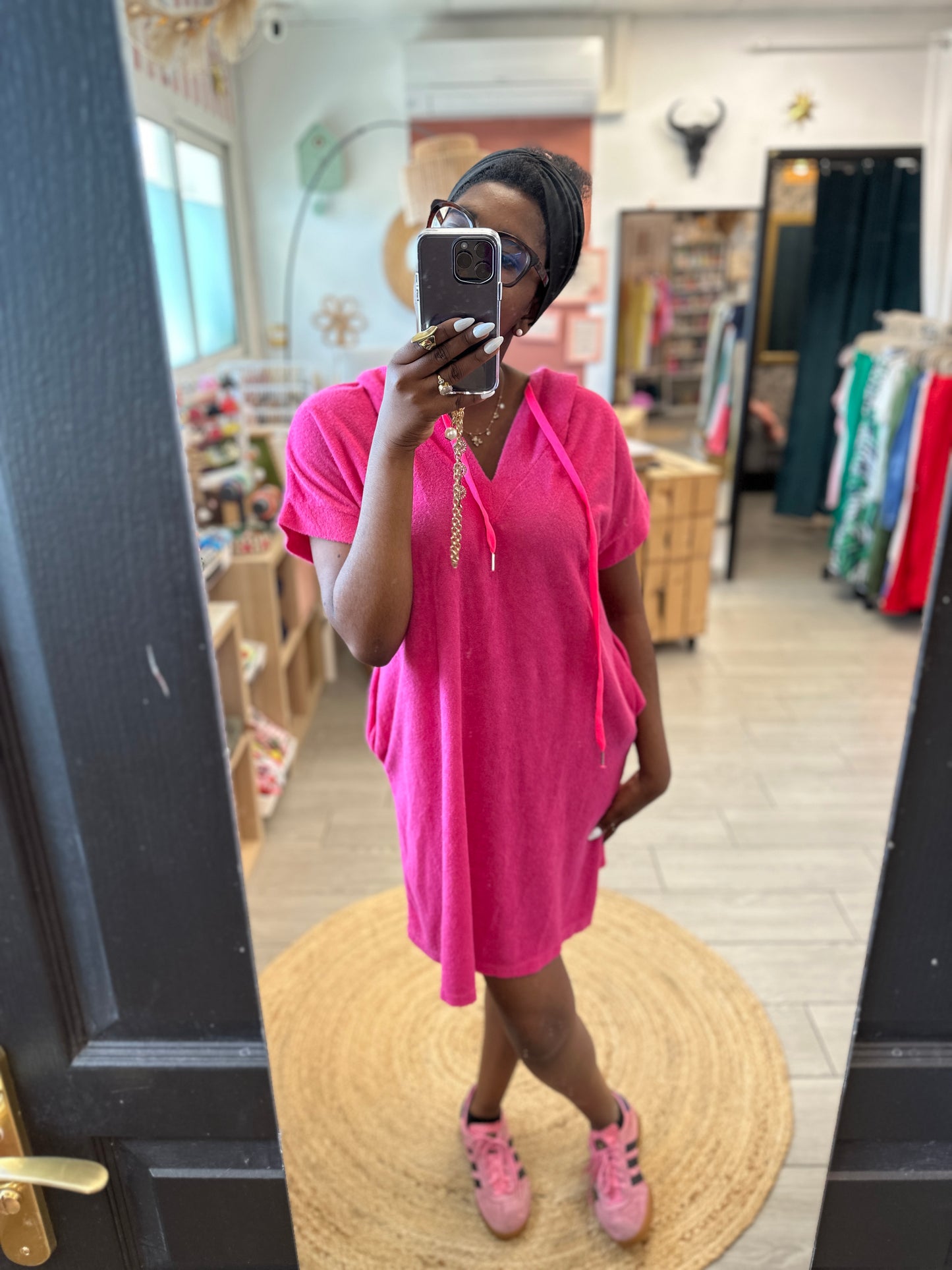 robe en éponge rose idéale pour l'été joyna bordeaux