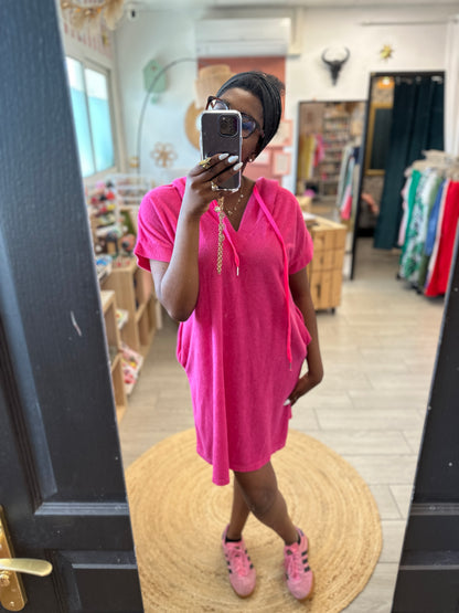 robe en éponge rose idéale pour l'été joyna bordeaux