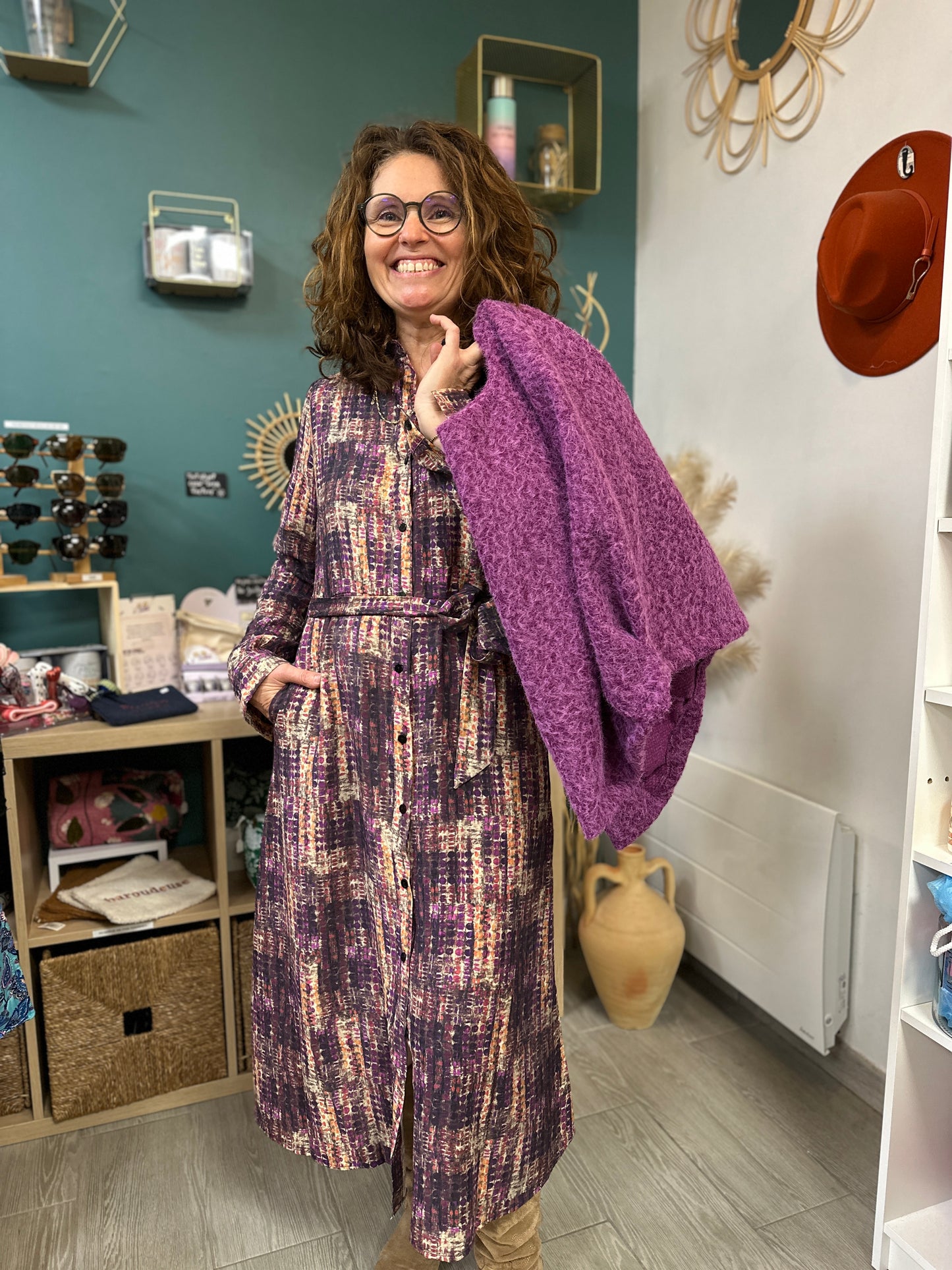 robe boutonnée à manches longues élégante et fluide - abana 64310