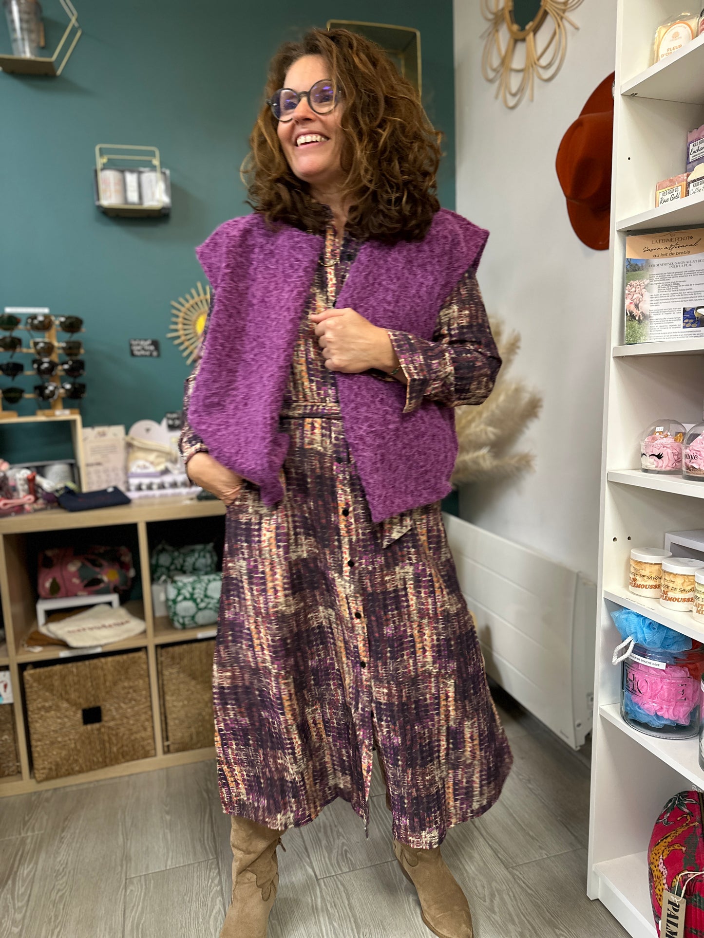 robe longue chic à imprimé graphique et ceinture nouée - abana 64990