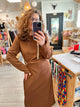 Robe longue chocolat grande taille élégante femme - Abana 64480