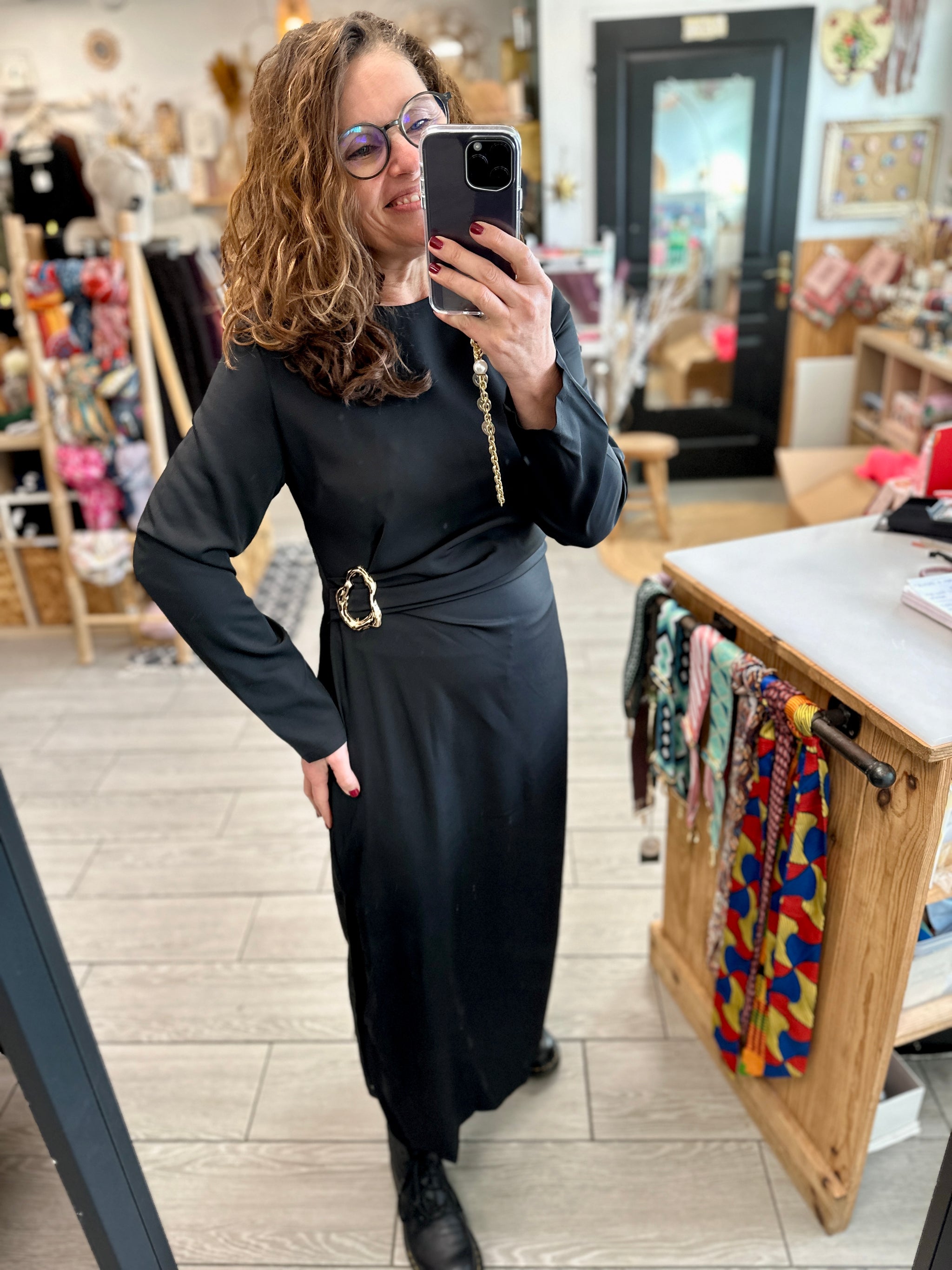 Robe longue noire élégante femme - Abana 64480