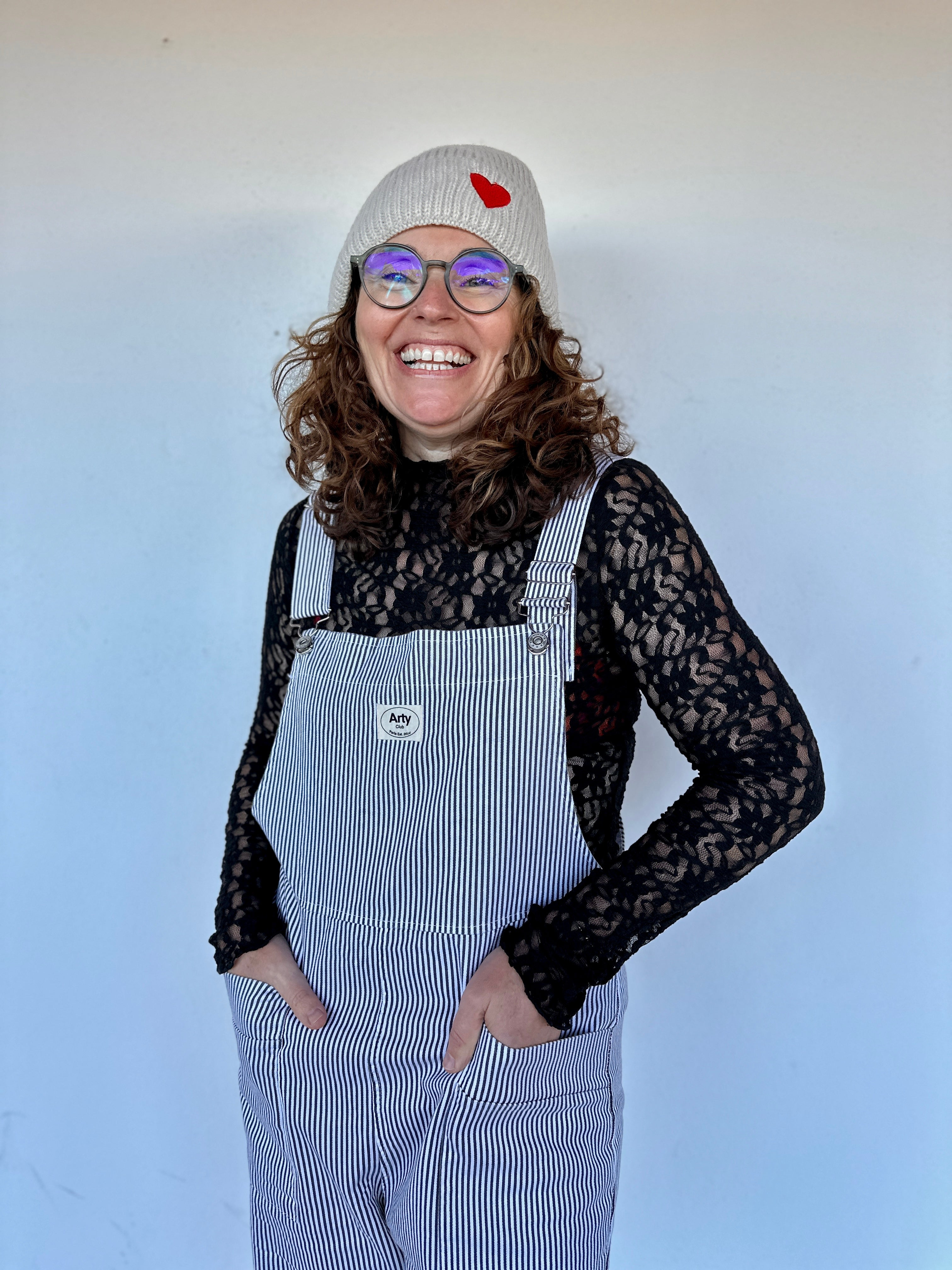 Salopette à rayures noires femme tendance style workwear - Abana 64480