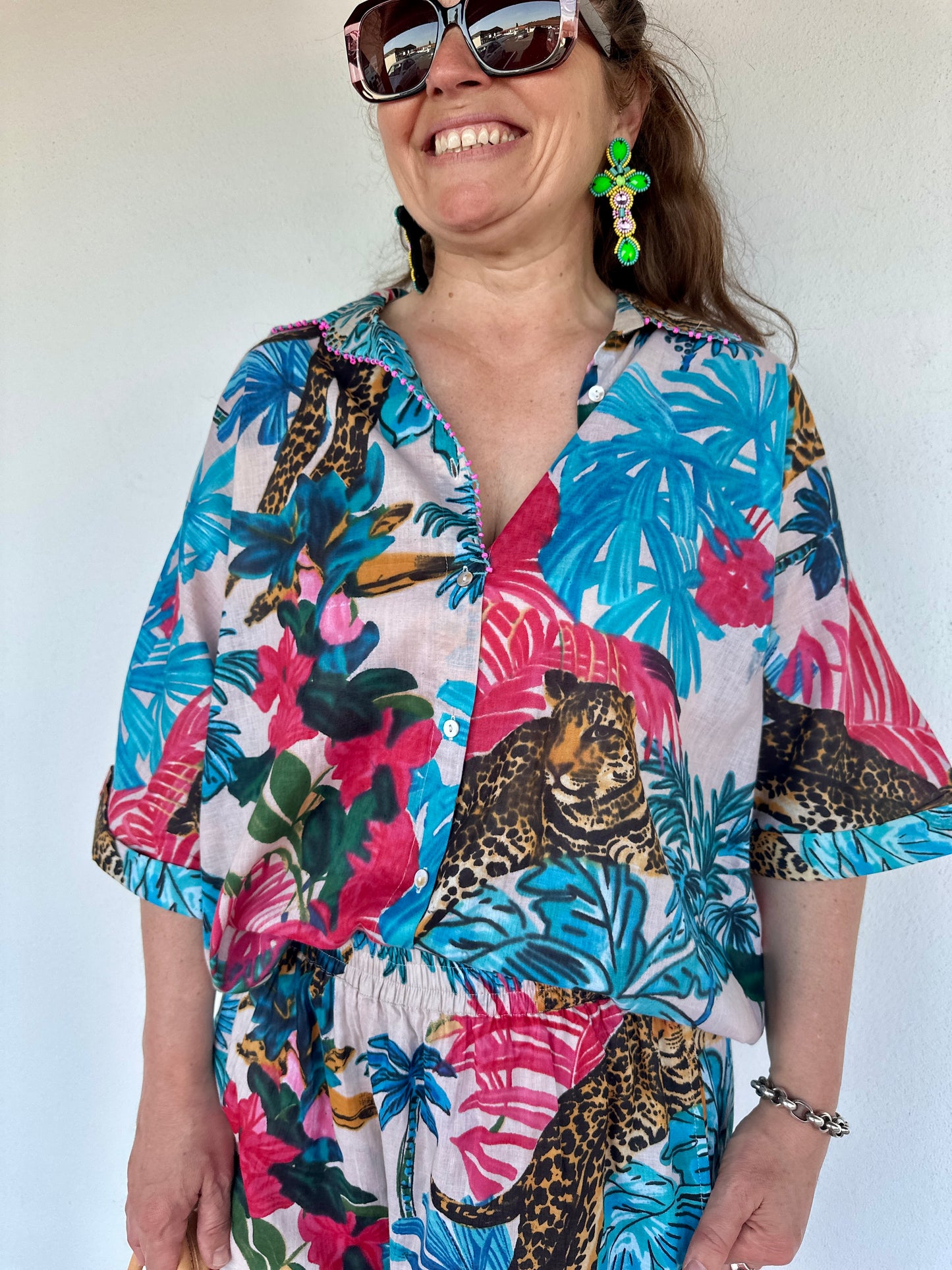 look complet set chemise et short leopard imprime isla bonita tours lille