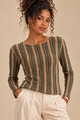 sous femme leger doux coton cachemire rayure camel kaki mode femme abana toulouse