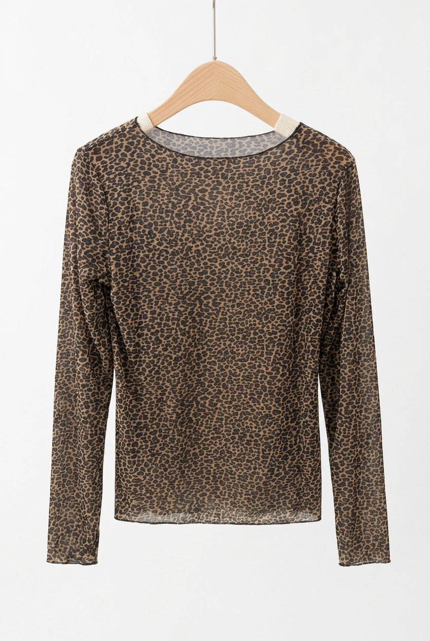 sous pull en chamire leopard clair camel imprime tendance mode femme abana bretagne