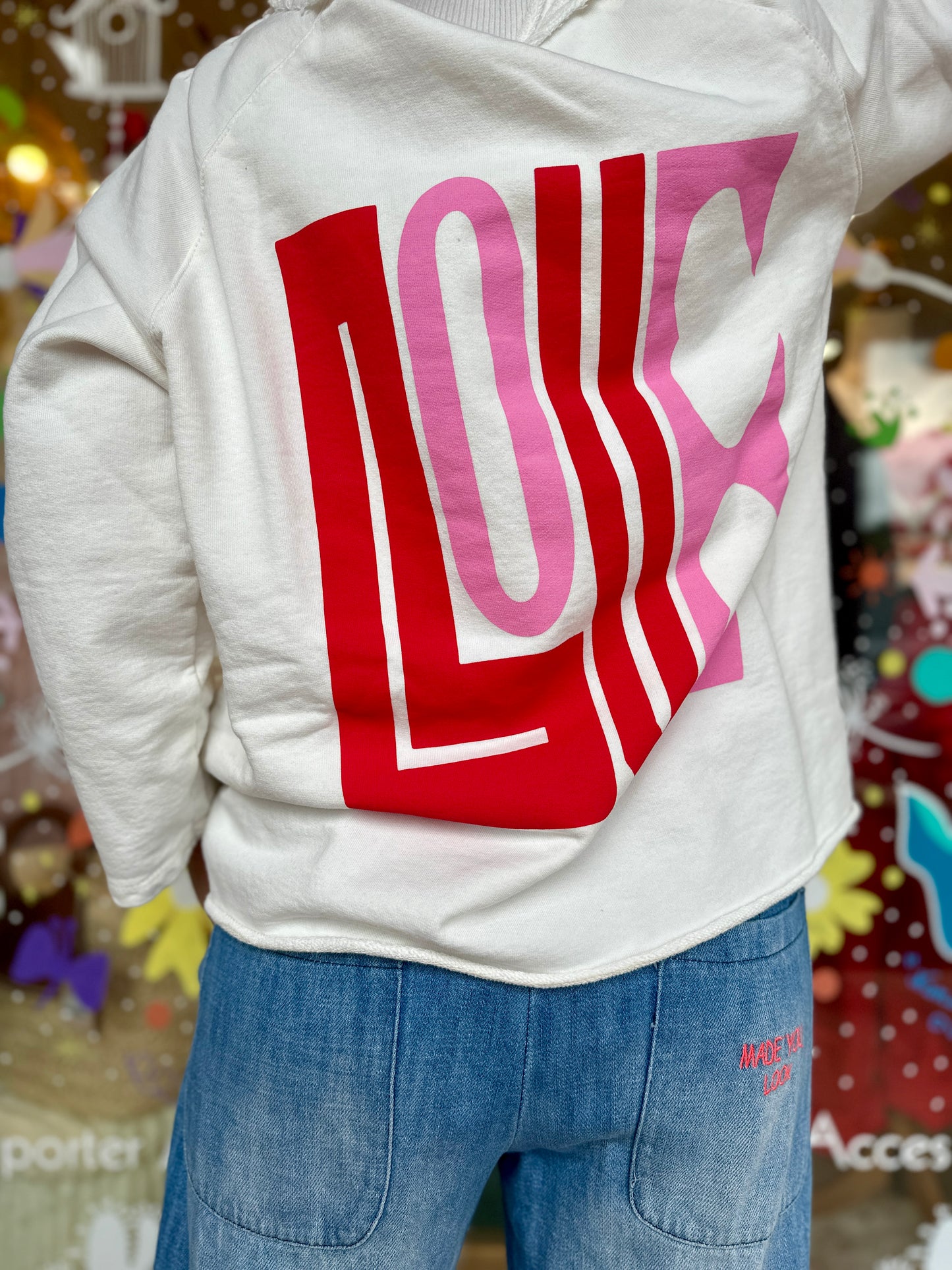 sweat blanc basilea avec ecriture love rouge et rose banditas by one pau