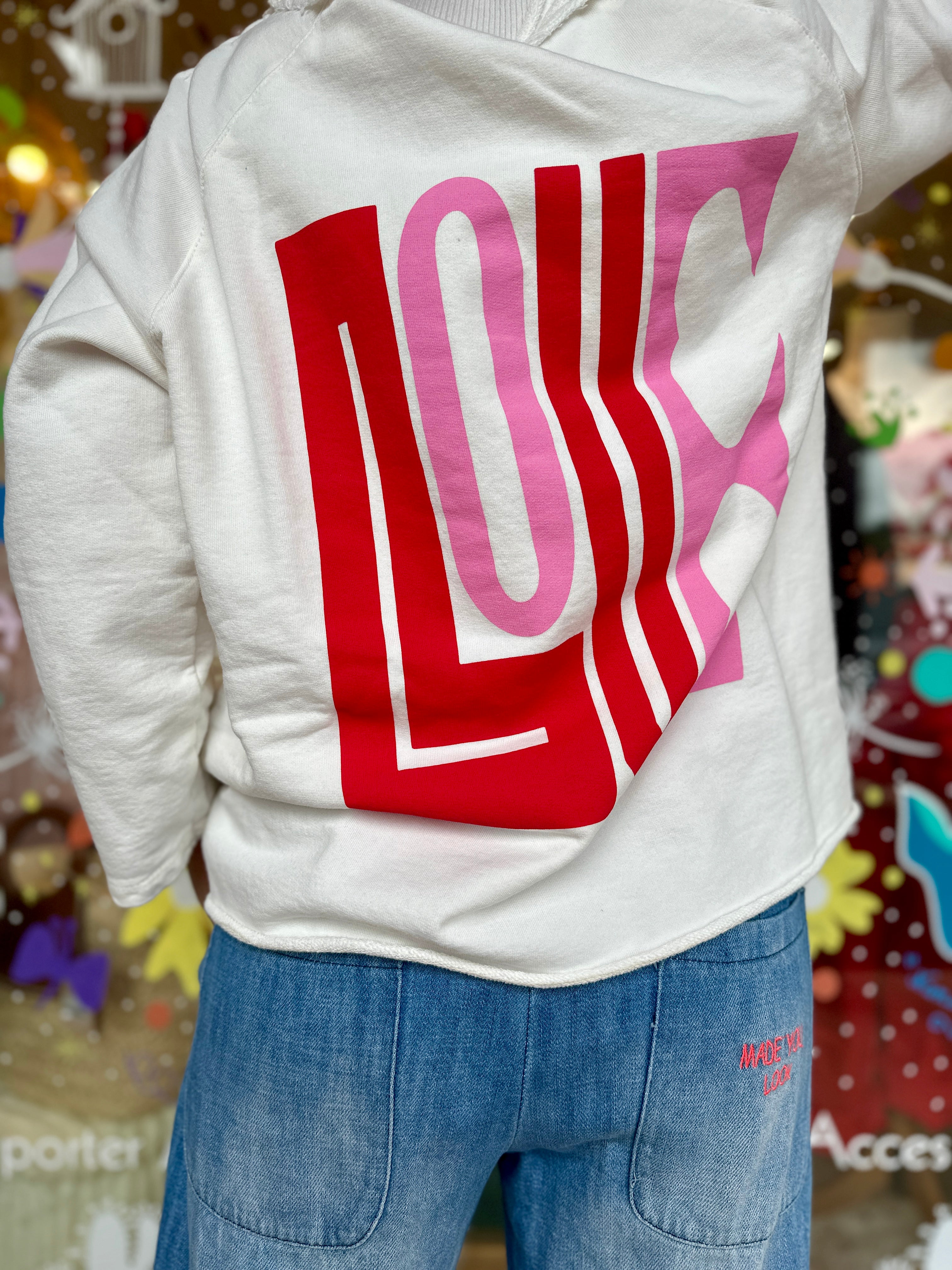 sweat blanc basilea avec ecriture love rouge et rose banditas by one pau