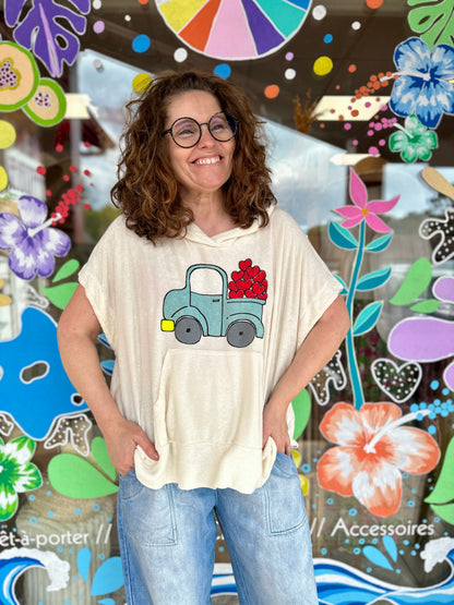 sweat femme oversize motif camion coeur casual banditas riantec