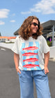 teeshirt blanc oversize en coton avec imprimé sardine pour femme maelle brest lille nantes