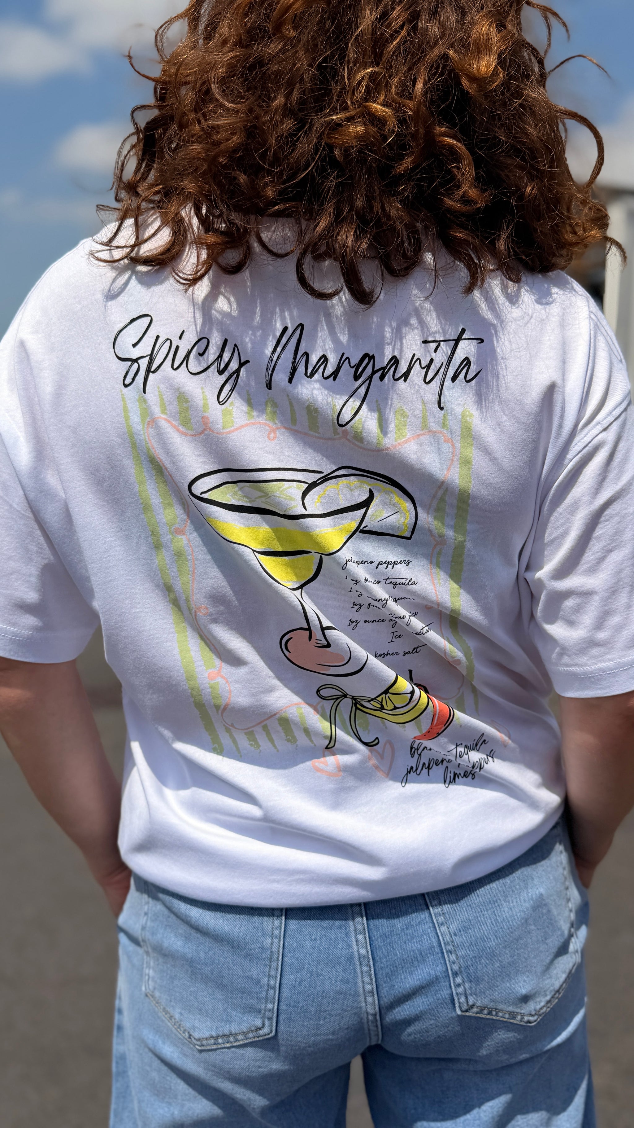 teeshirt blanc avec imprimé au dos marguarita coktails été festive lumineux isla bonita la rochelle rochefort niort