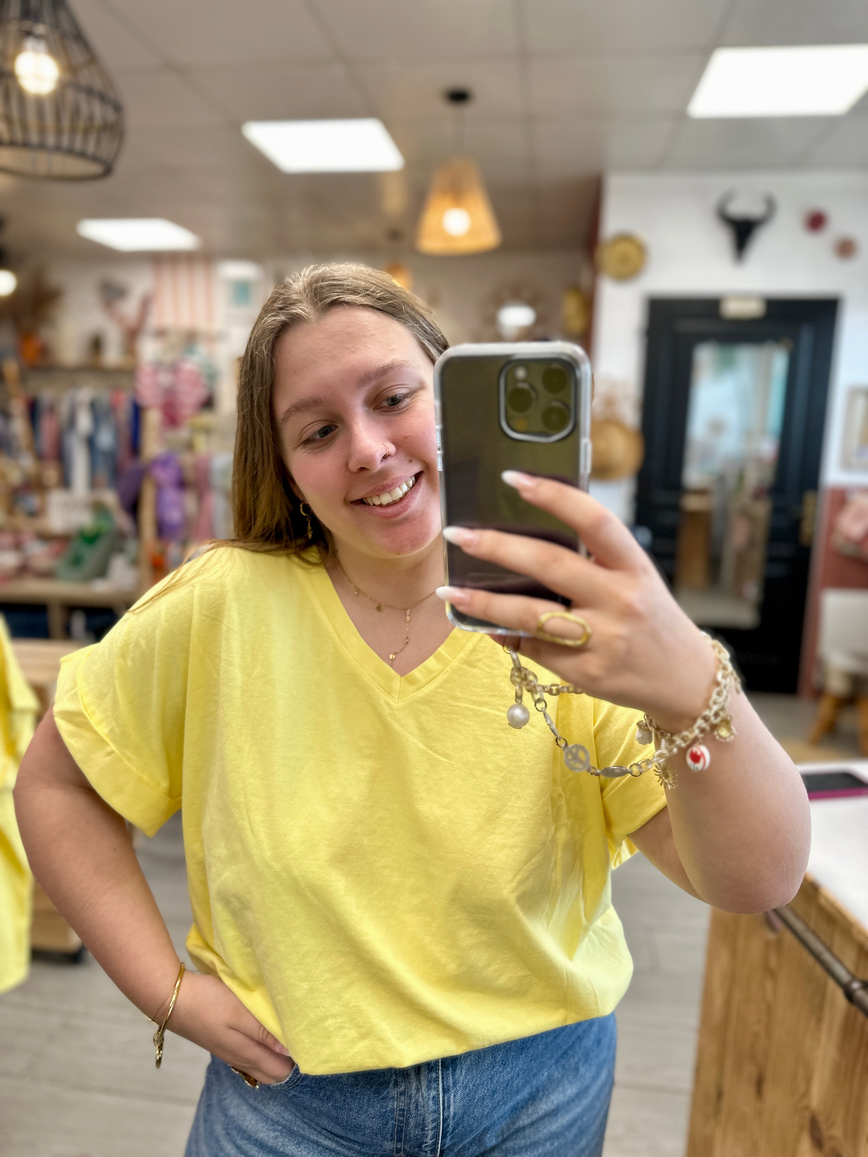 teeshirt en coton ample col pour grande taile jaune by one nantes