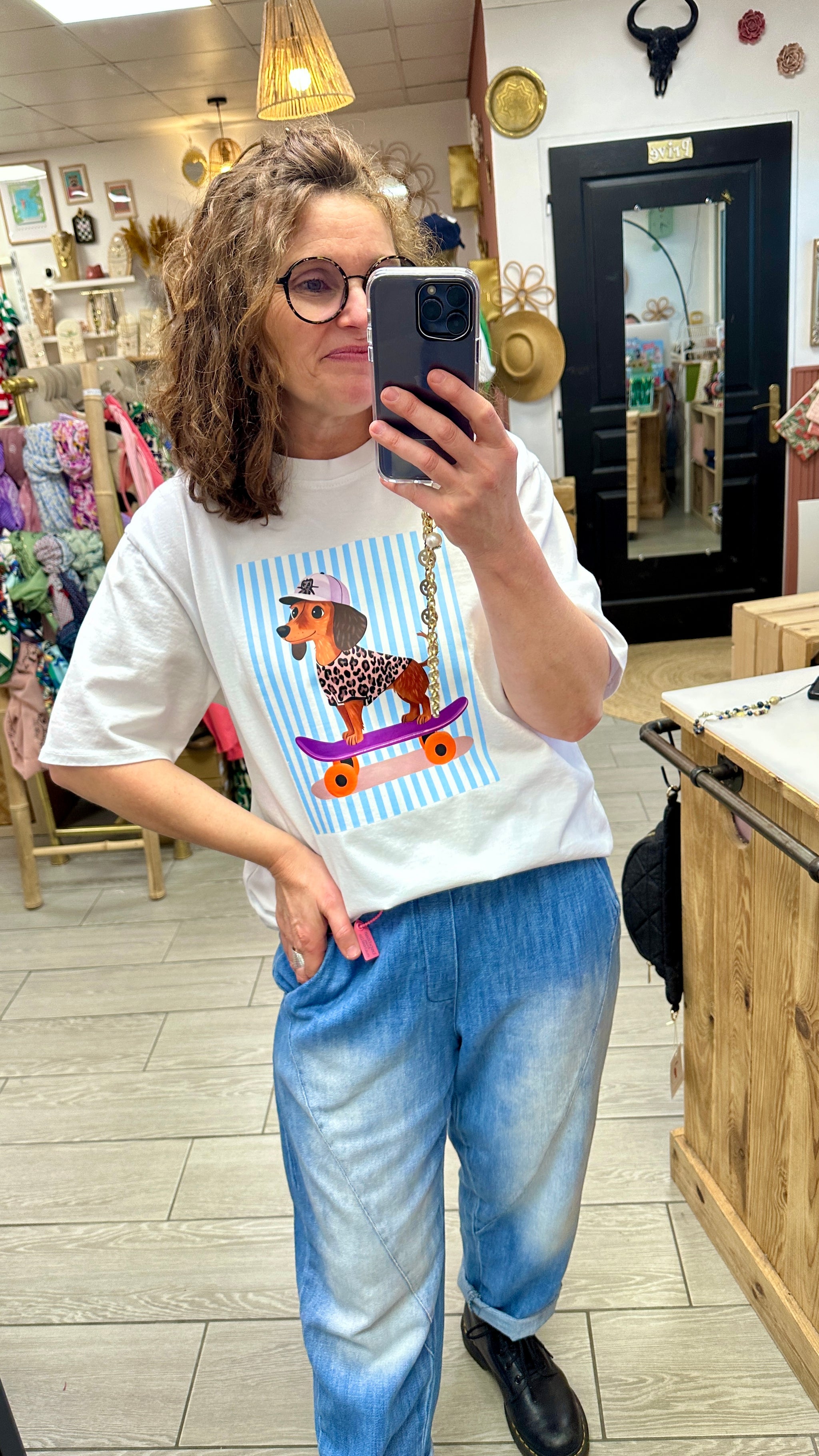 tee shirt teckel femme style casual april vintage vallet 