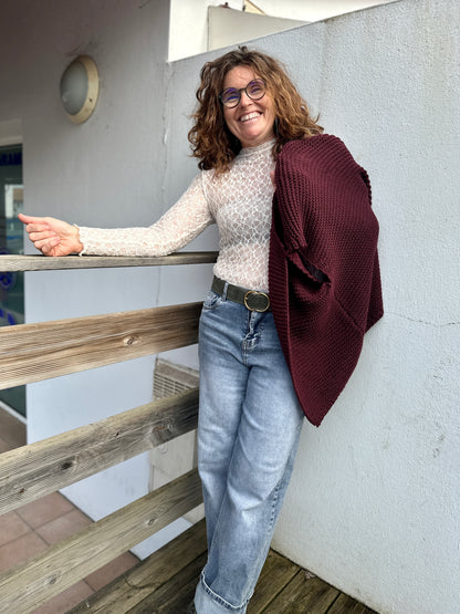 Hauts transparents en dentelle, manches longues et coupe ajustée, disponibles en plusieurs couleurs - Abana Boutique 64310