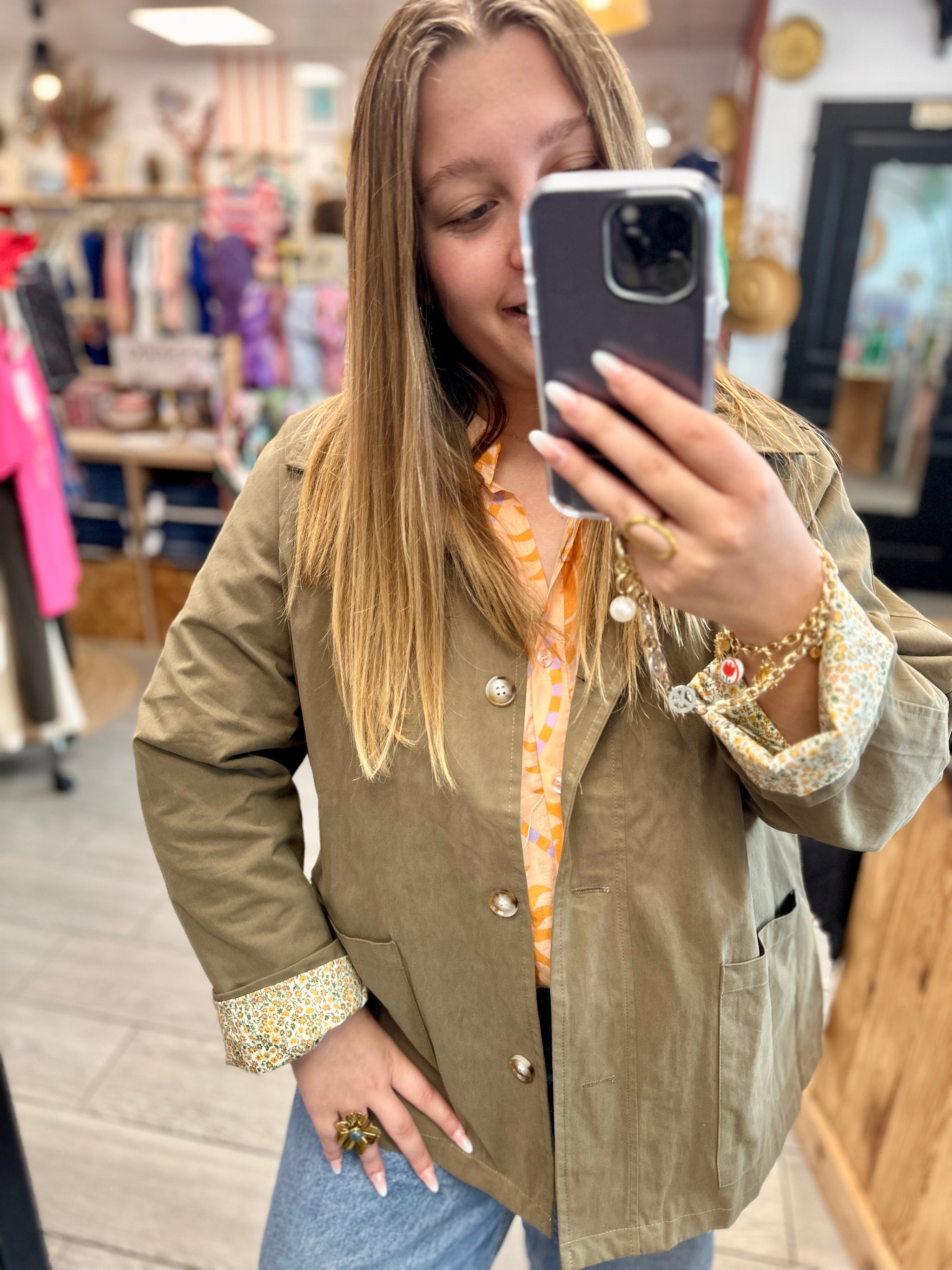 veste femme kaki grande taille élégante farfalla cestas