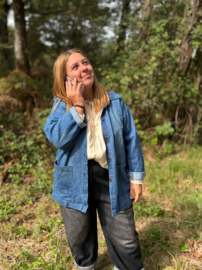 Veste en denim bleu clair à manches retroussées Banditas from Marseille - Abana Boutique 64250