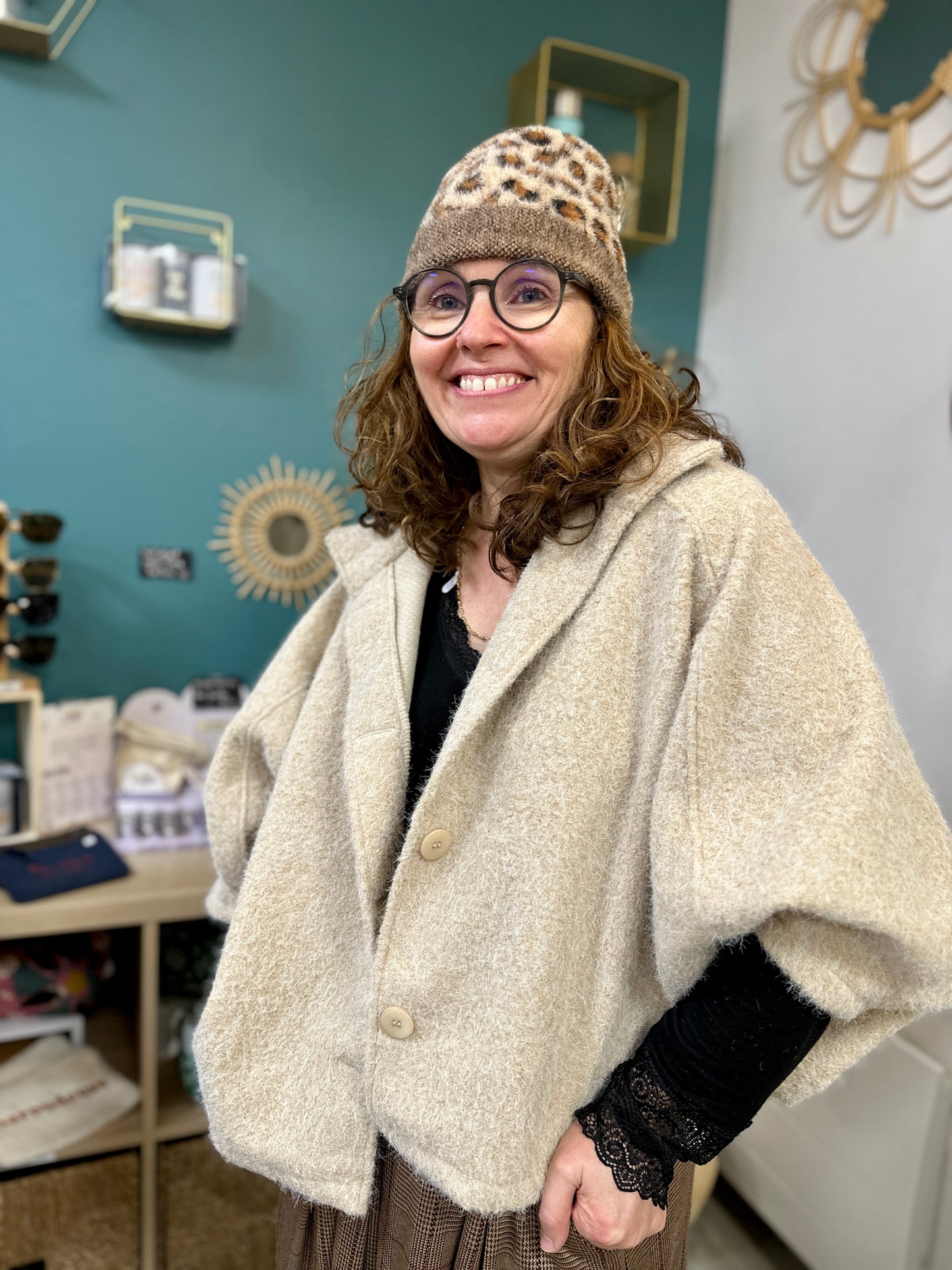 Veste hiver écrue en laine douce taille unique 38 à 42 - Abana 64310