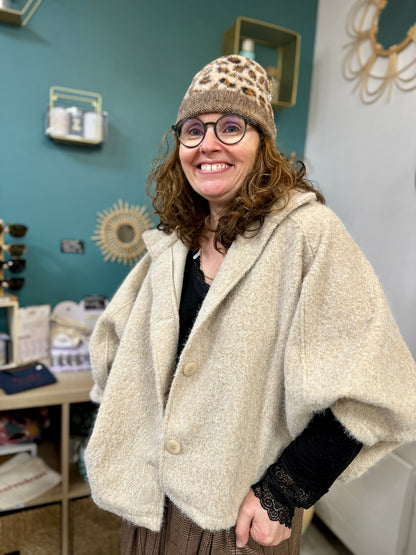 Veste hiver écrue en laine douce taille unique 38 à 42 - Abana 64310