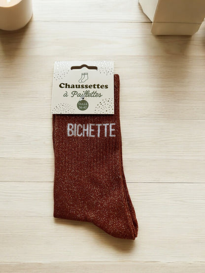 Collection de chaussettes pailletées pour femme, chaque paire personnalisée avec un mot doux ou audacieux