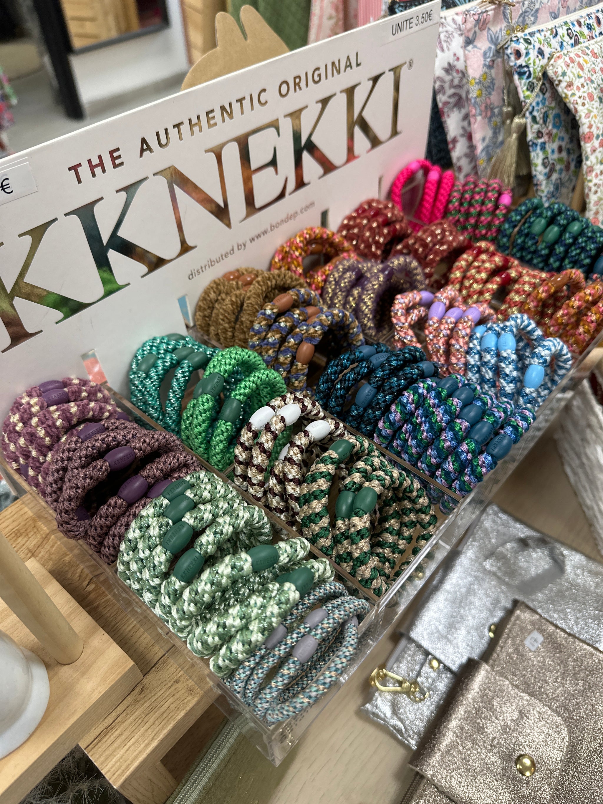 élastique cheveux KKNEKKI vert beige tressé Paris